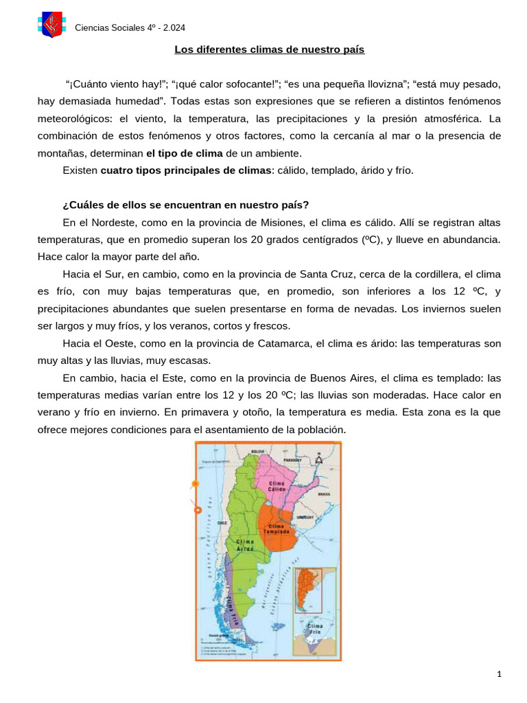 Climas de Nuestro País | PDF | Clima | Clima templado