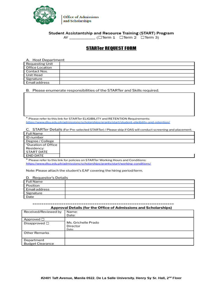 START Program Request Form Approval | PDF