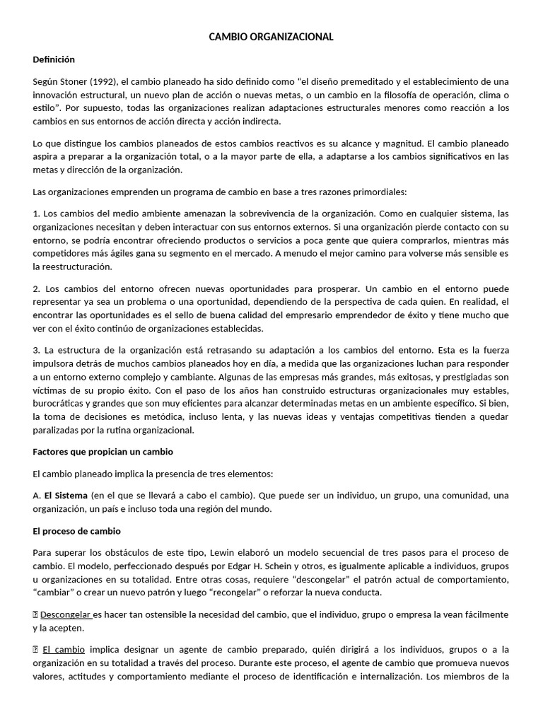 Proceso de Cambio Organizacional | PDF | Aprendizaje | Business
