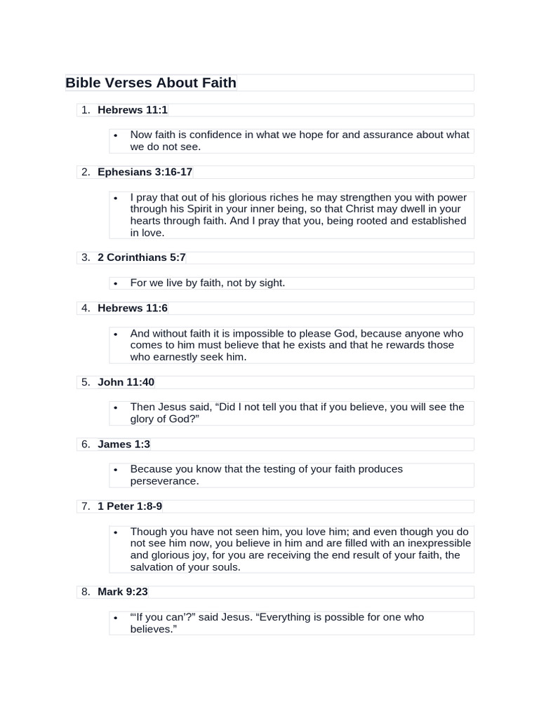 Bible Verses About Faith | PDF | Jesus | Gospel Of Mark