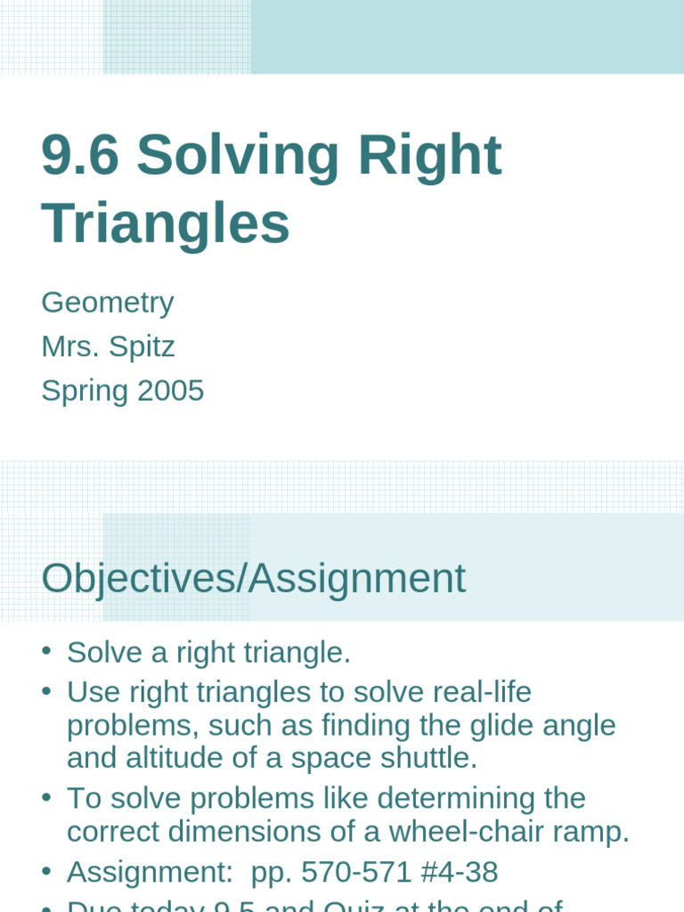 Solve Right Triangles PowerPoint 2 | PDF | Trigonometric Functions ...