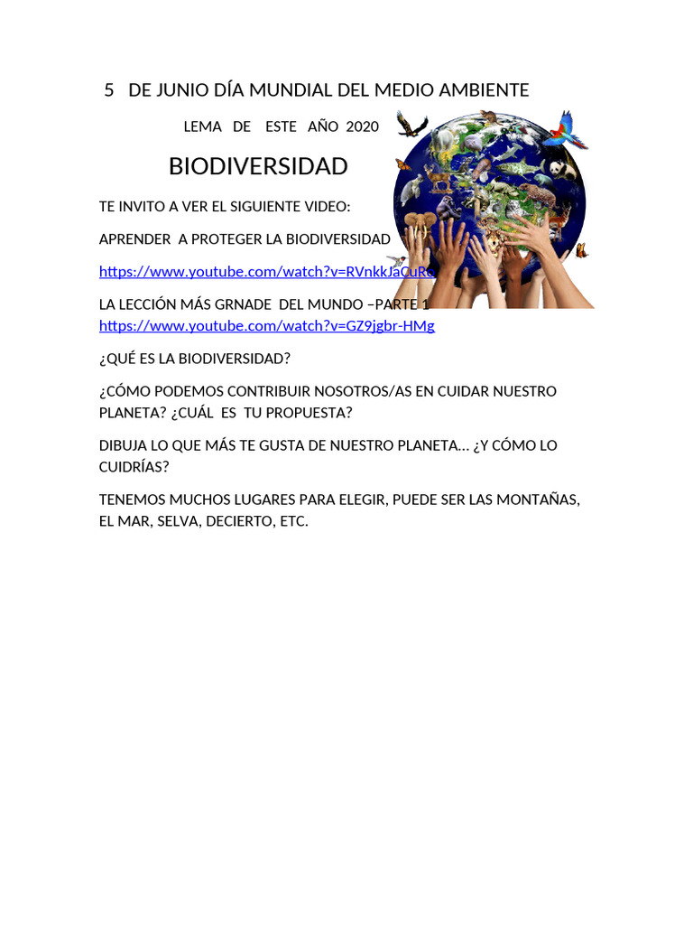 5 de Junio Día Mundial Del Medio Ambiente | PDF