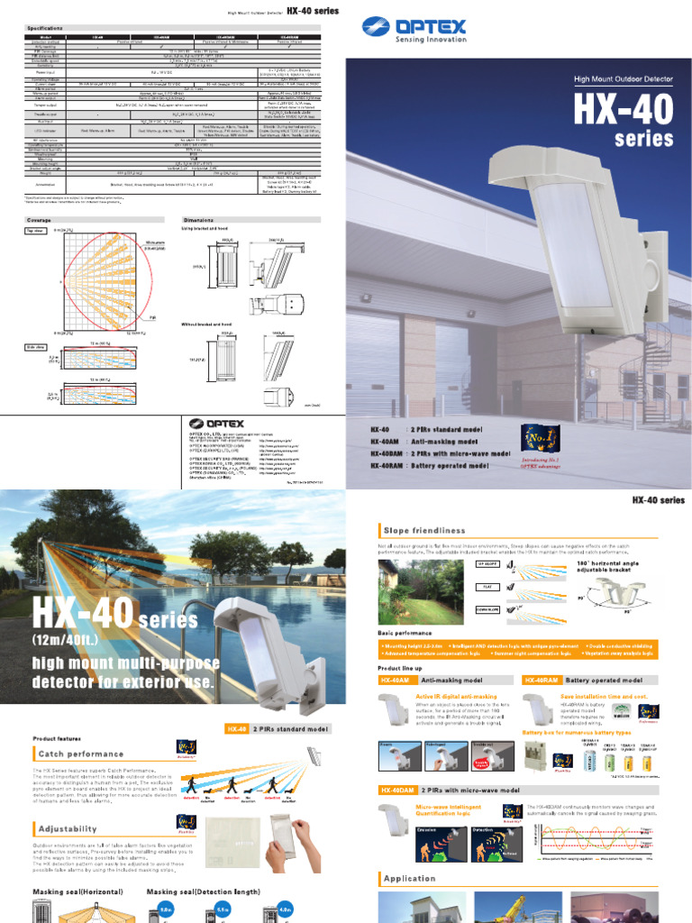 Optex HX 40 Series Datasheet en | PDF