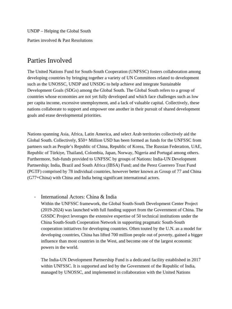 UNDP Support for Global South Development | PDF | United Nations ...
