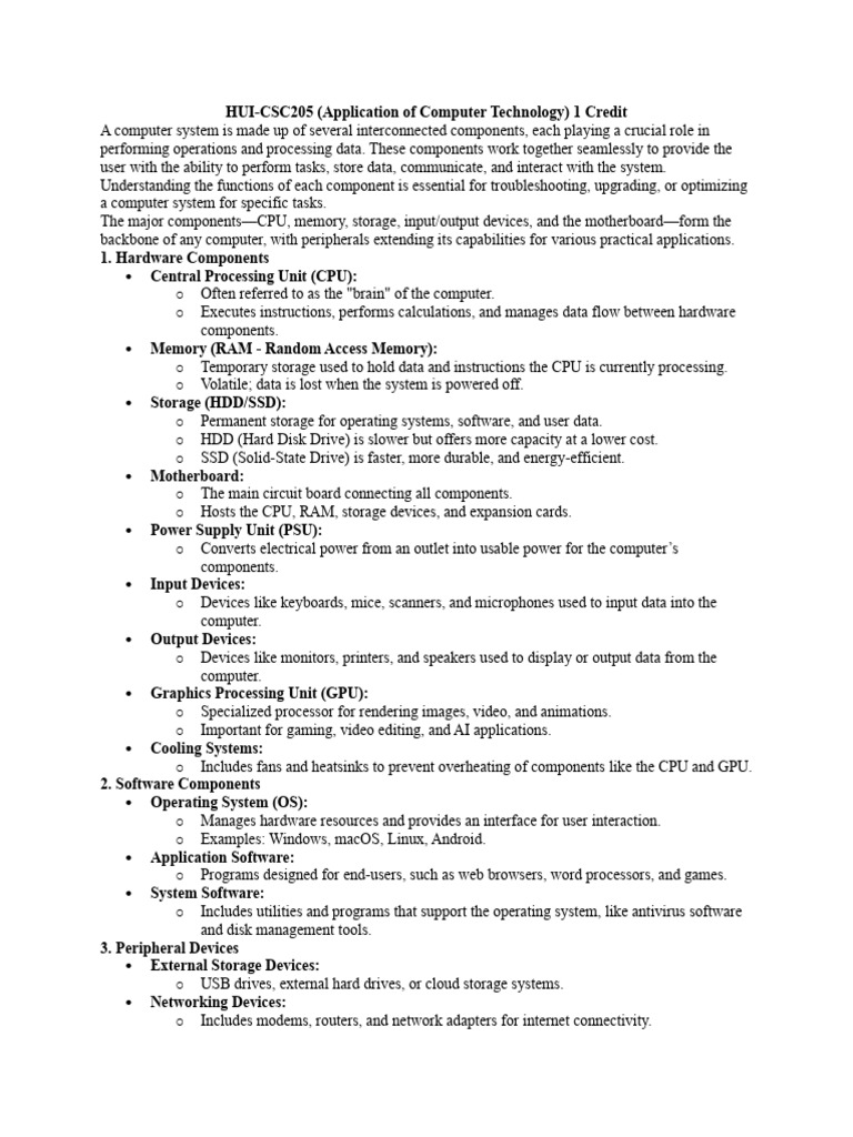 Computer Technology Components Guide | PDF | Databases | Security
