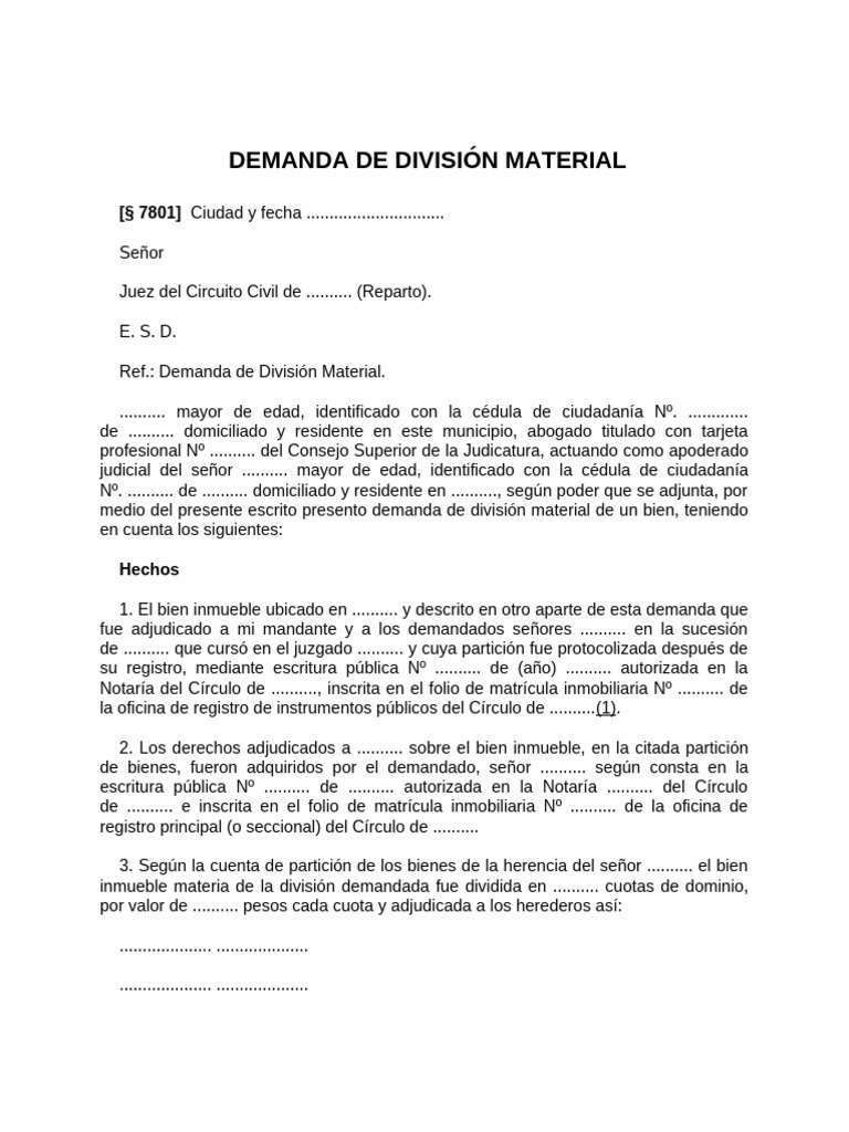 Demanda de División Material | PDF | Esfera pública | Ley común