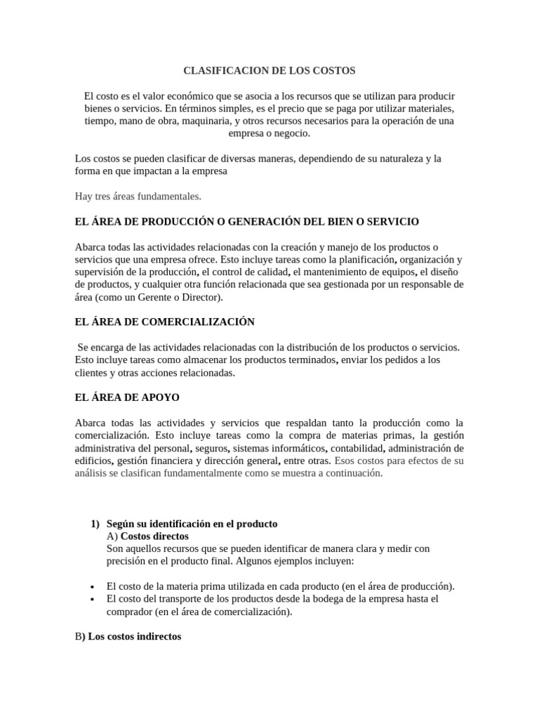 Clasificación de Costos Empresariales | PDF | Business | Salario