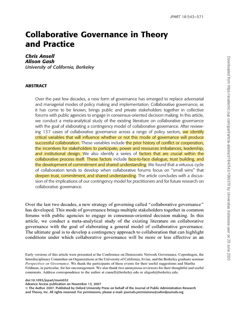 Understanding Collaborative Governance | PDF | Governance | Cognition