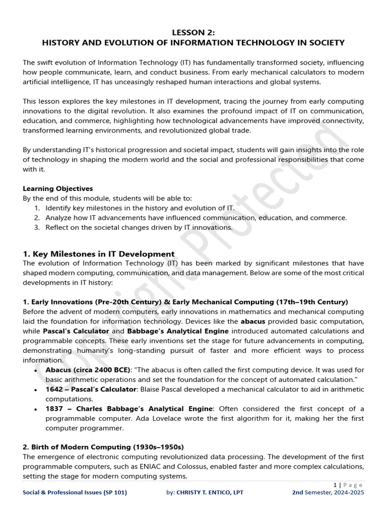 History of IT's Impact on Society | PDF