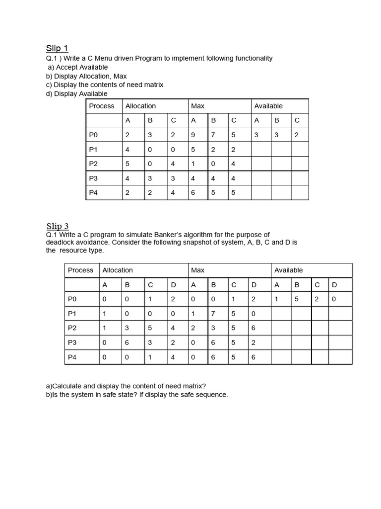 Bankers and Resource Request | PDF | Algorithms | Applied Mathematics