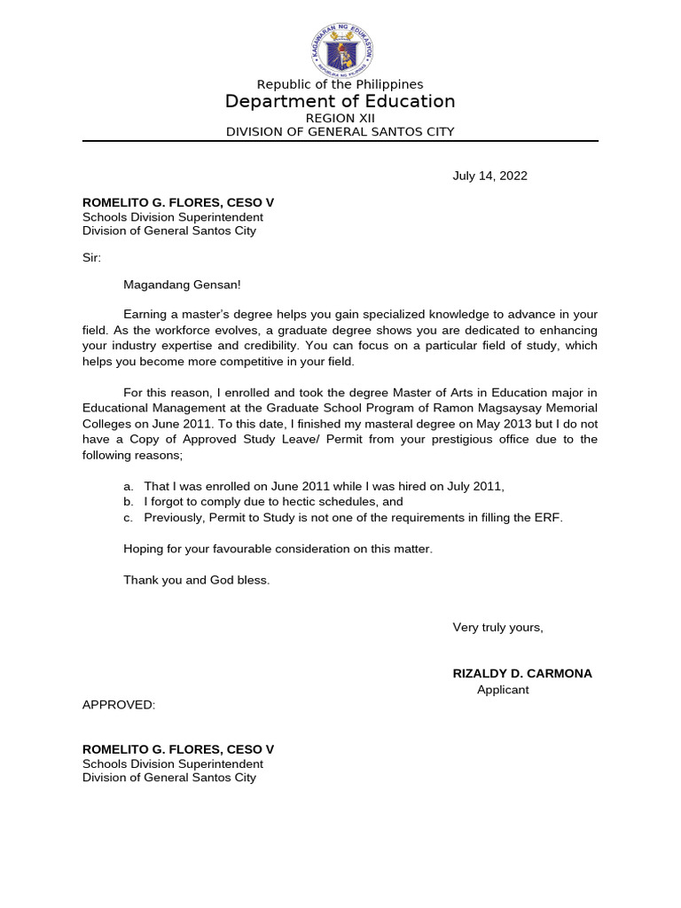Intent Letter for Reclassification | PDF