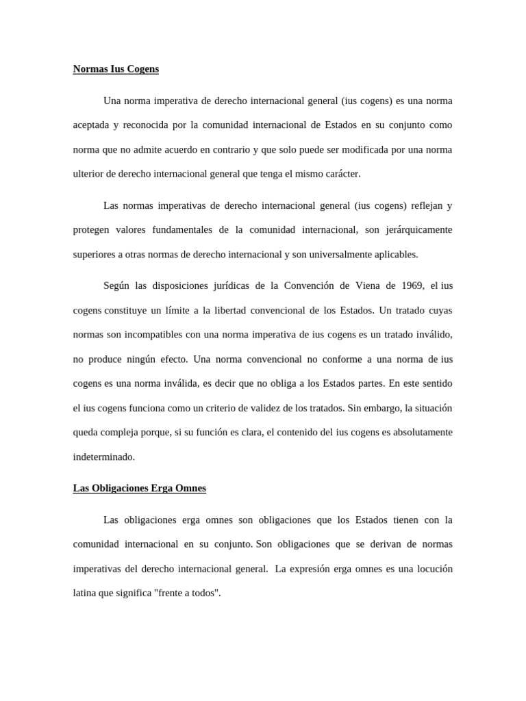 Normas Ius Cogens y Obligaciones Erga Omnes | PDF