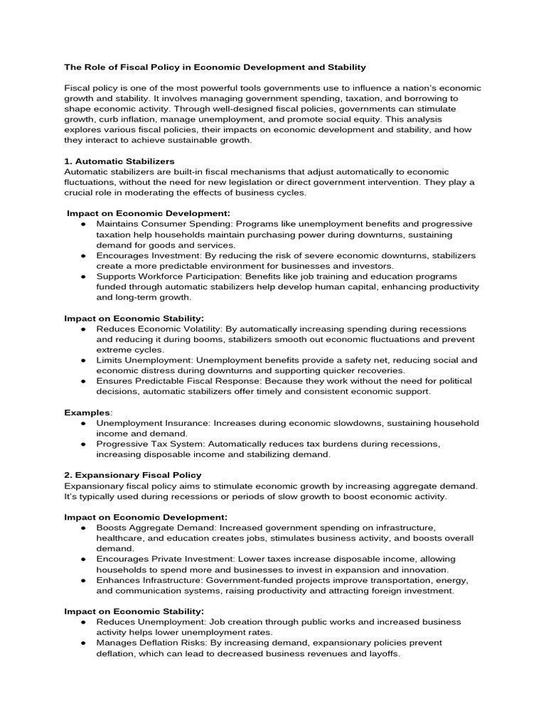 Of Fiscal Policy in Economic Development and Stability | PDF | Fiscal ...