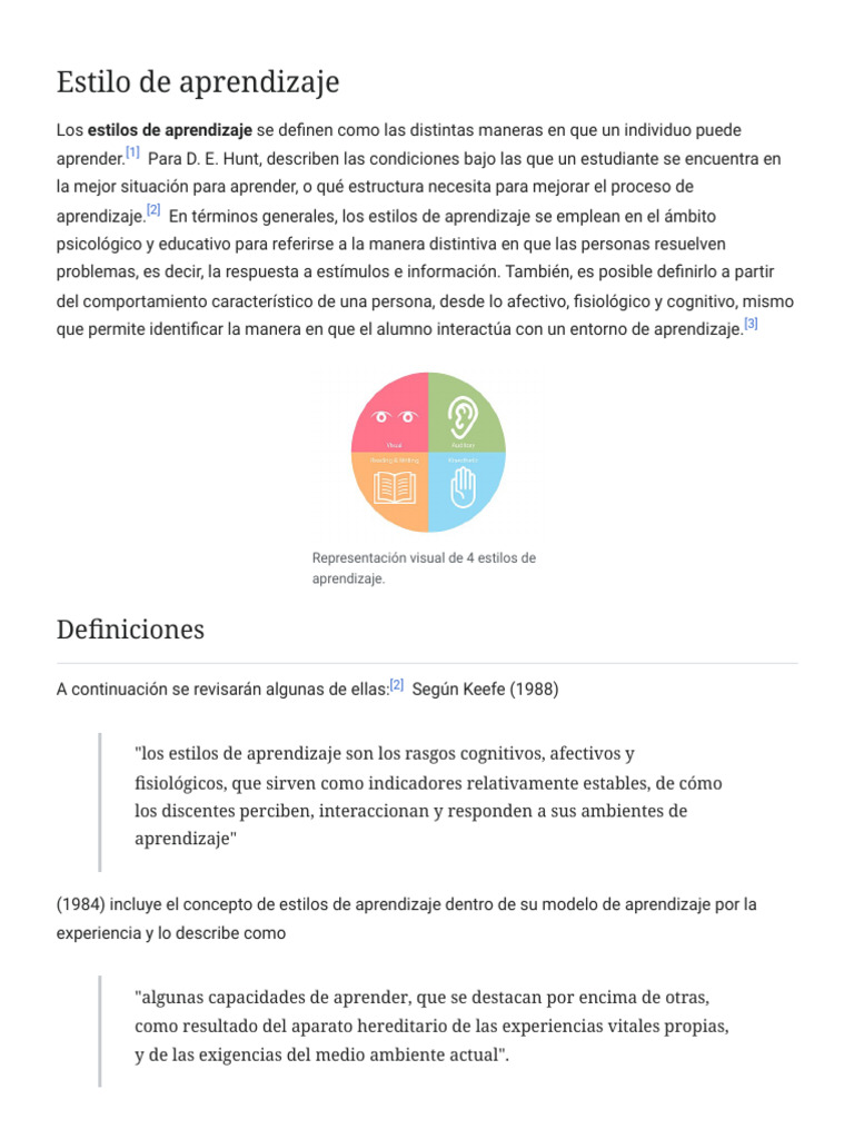 Estilos de Aprendizaje y Teorías Asociadas | PDF | Aprendiendo estilos ...