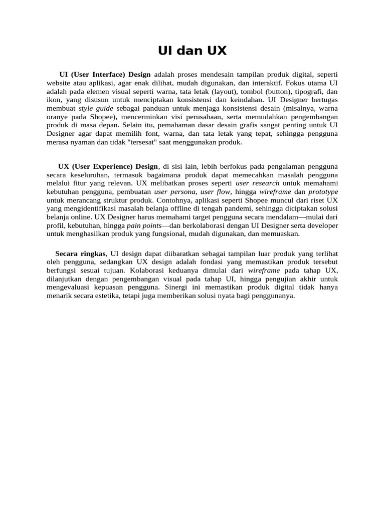 Ringkasan UI Dan UX | PDF