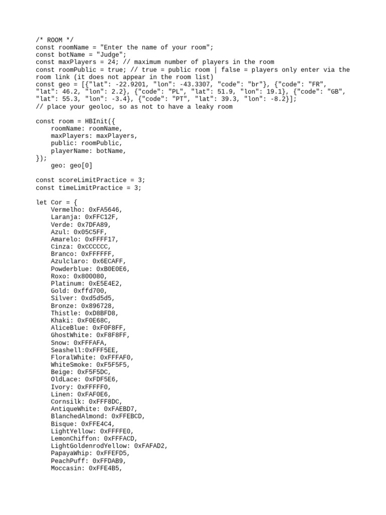 Room Configuration for Online Game | PDF