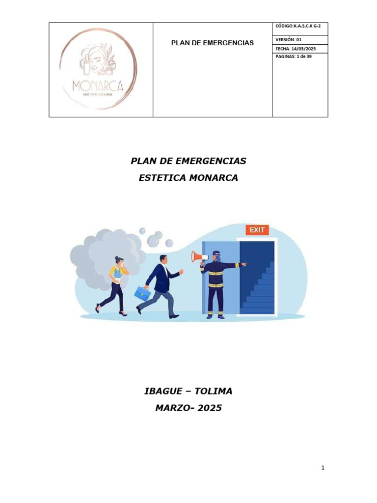 Plan de Emergencias Estética Monarca | PDF | Riesgo | Temblores