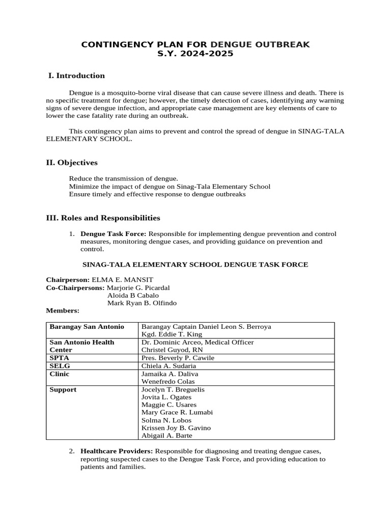 Dengue Outbreak Contingency Plan 2024 | PDF | Clinical Medicine ...