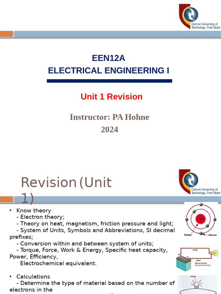 Electrical Engineering Unit 1 Revision | PDF | Electron | Atomic Orbital