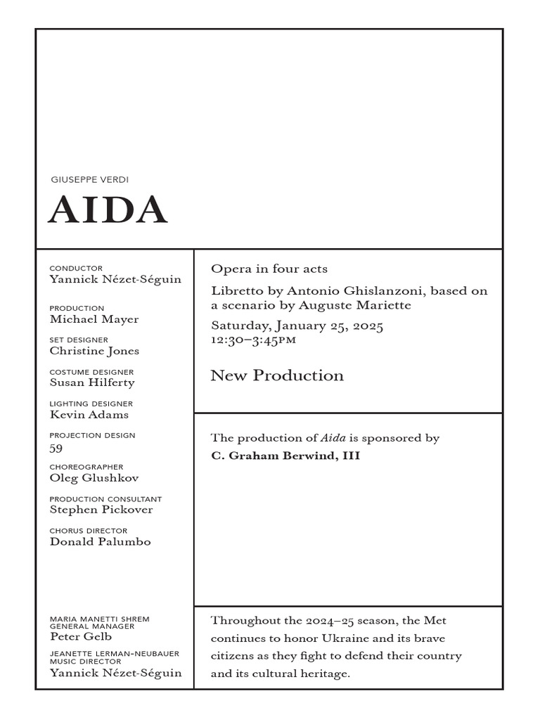 Aida Performance at the Met: 2025 | PDF | Vocal Music | Vocal Musical ...