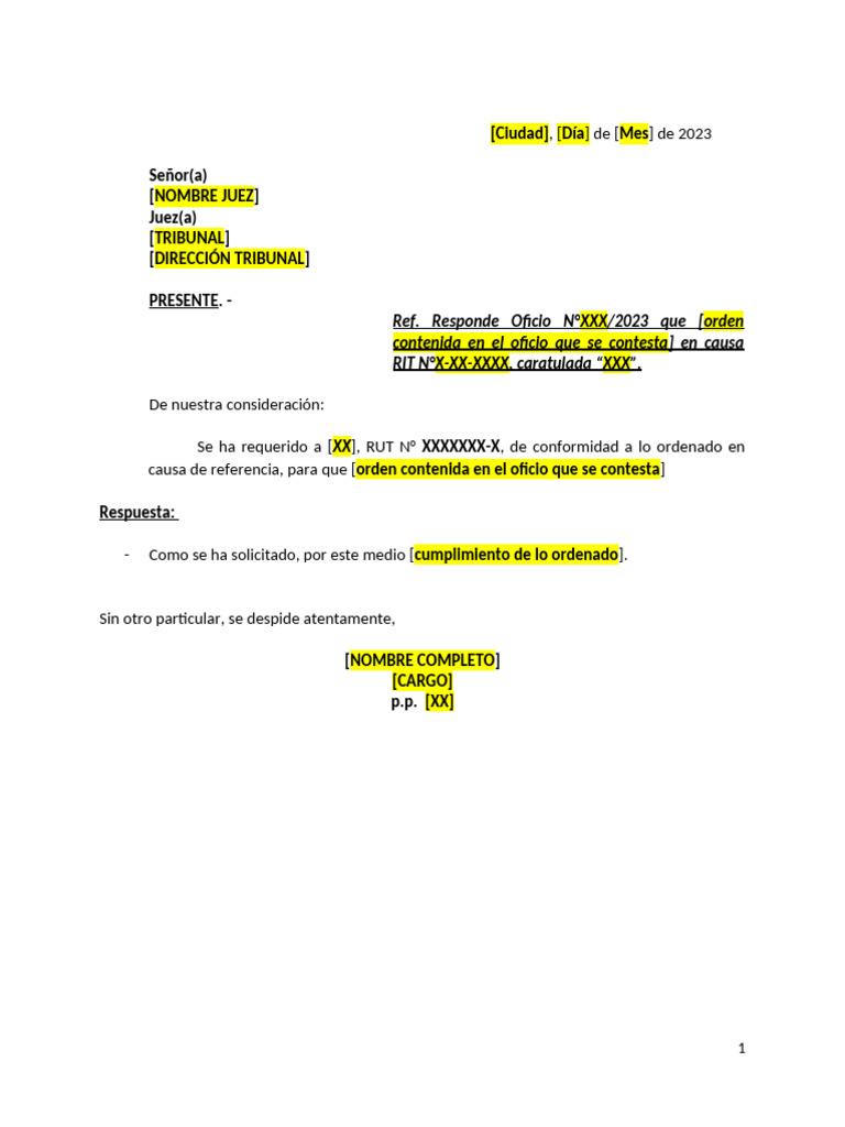 Modelo Contesta Oficio TE | PDF