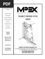 Marcy Home Gym Apex: Model Apex Retain This Manual For Reference