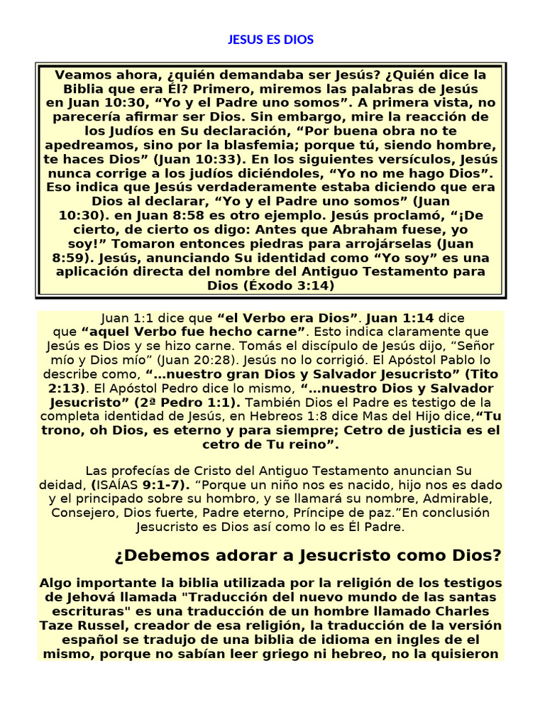 Jesús: La Deidad en la Biblia | PDF | Jesús | Juan el apóstol