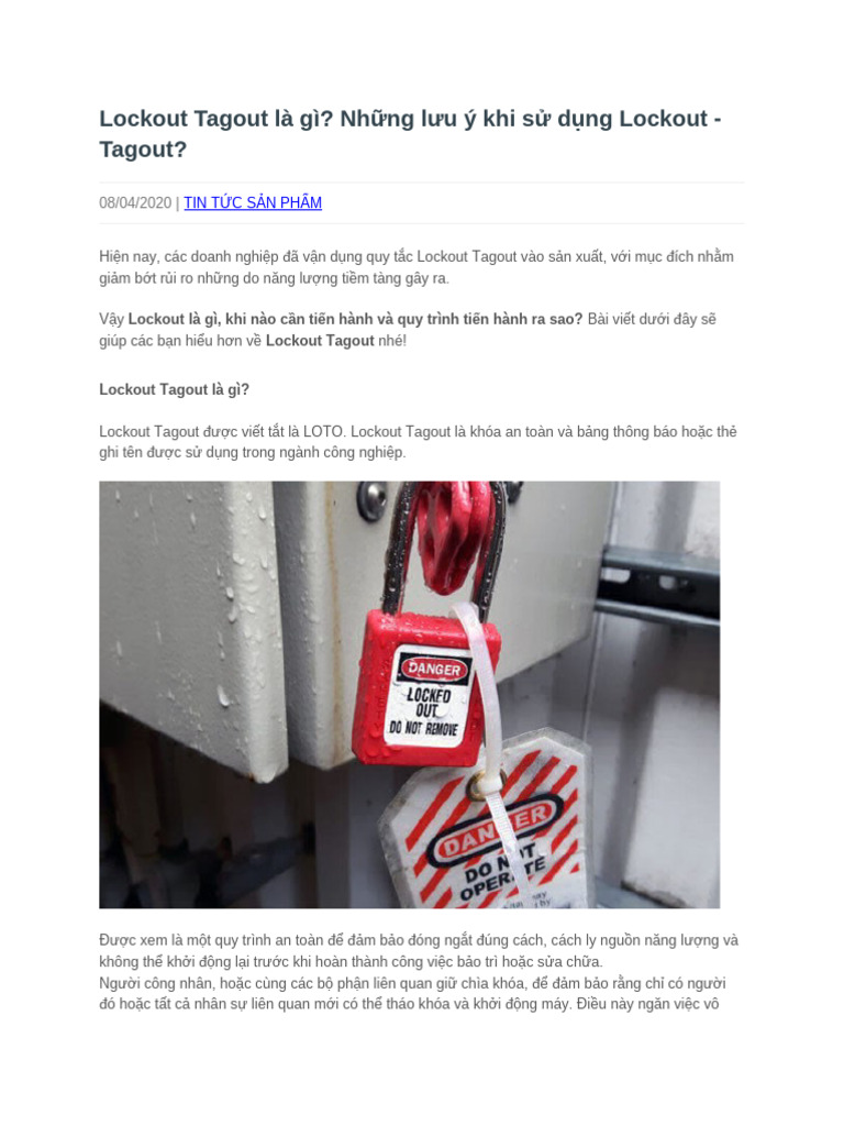 LOTO Lookout Tagout | PDF