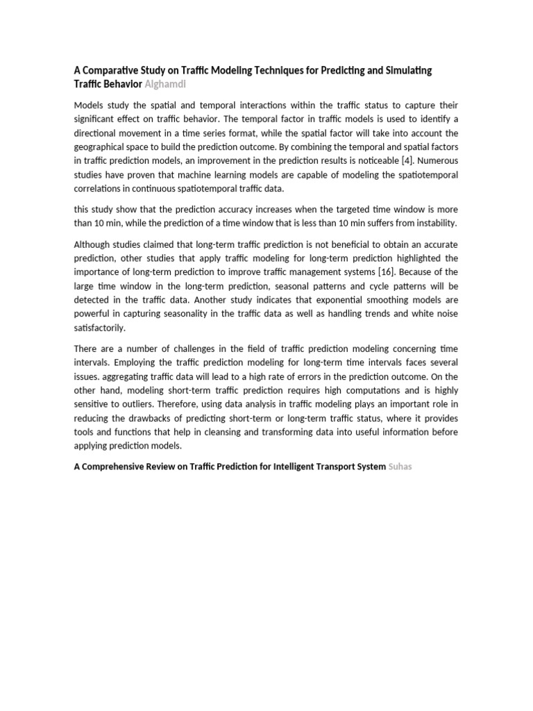 Traffic Prediction Models: Techniques & Challenges | PDF | Deep ...