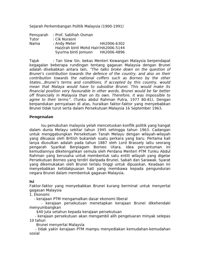 Sejarah Perkembangan Politik Malaysia | PDF