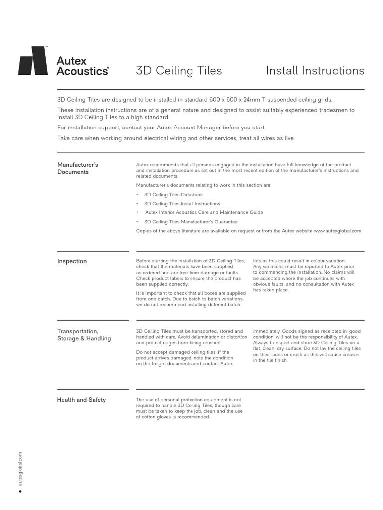 3D Ceiling Tile Installation Guide | PDF | Tile