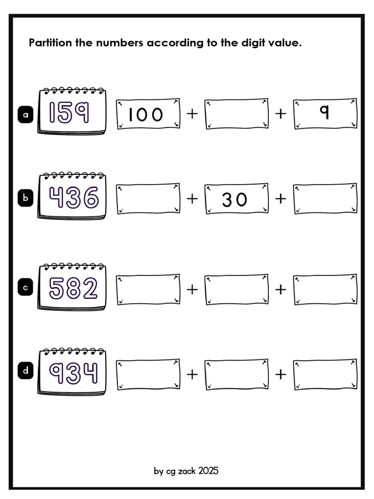 Two-Digit Number Partitioning Worksheet | PDF