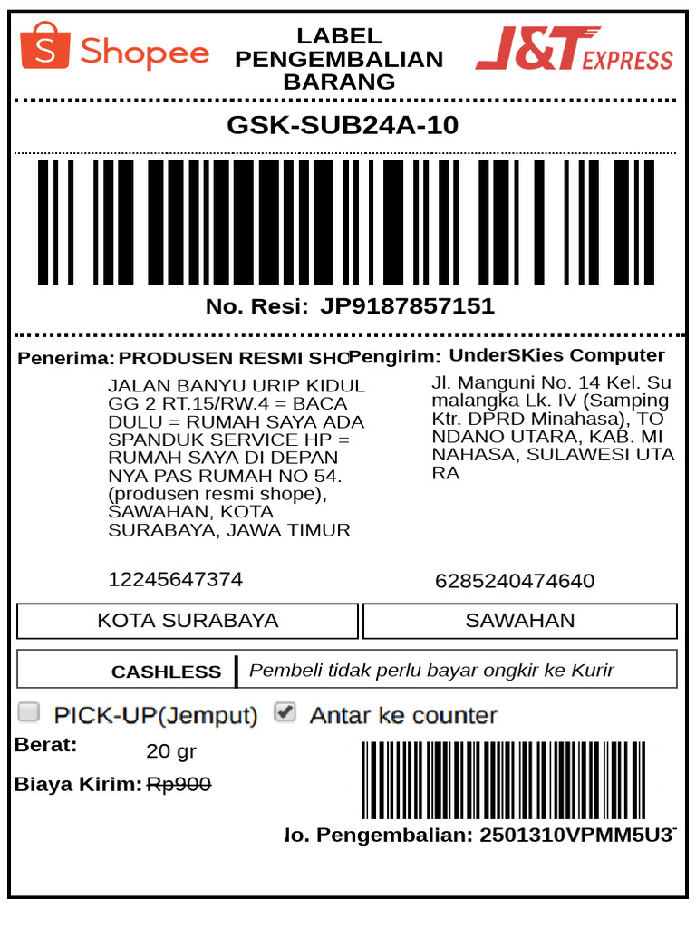 Pengembalian Barang Shopee Minahasa | PDF