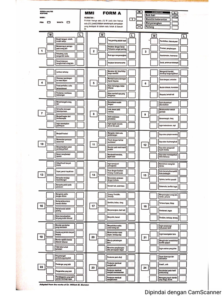 Lembar Jawaban Disc | PDF