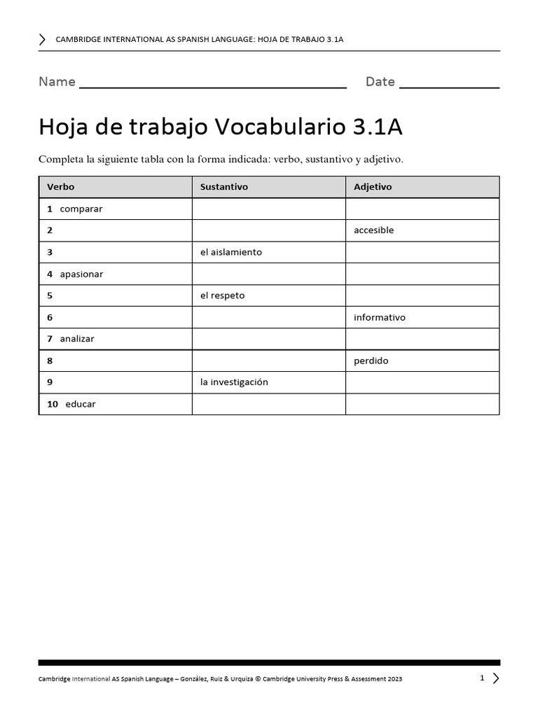 Ejercicios de Vocabulario y Gramática en Español | PDF | Lingüística