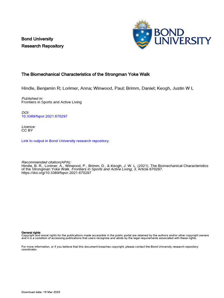 Biomechanics of the Strongman Yoke Walk | PDF | Strength Training