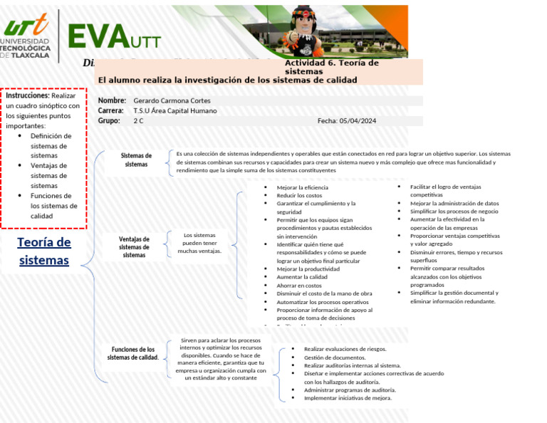 Actividad 6 Teoria De Sistemas Pdf Business Economias