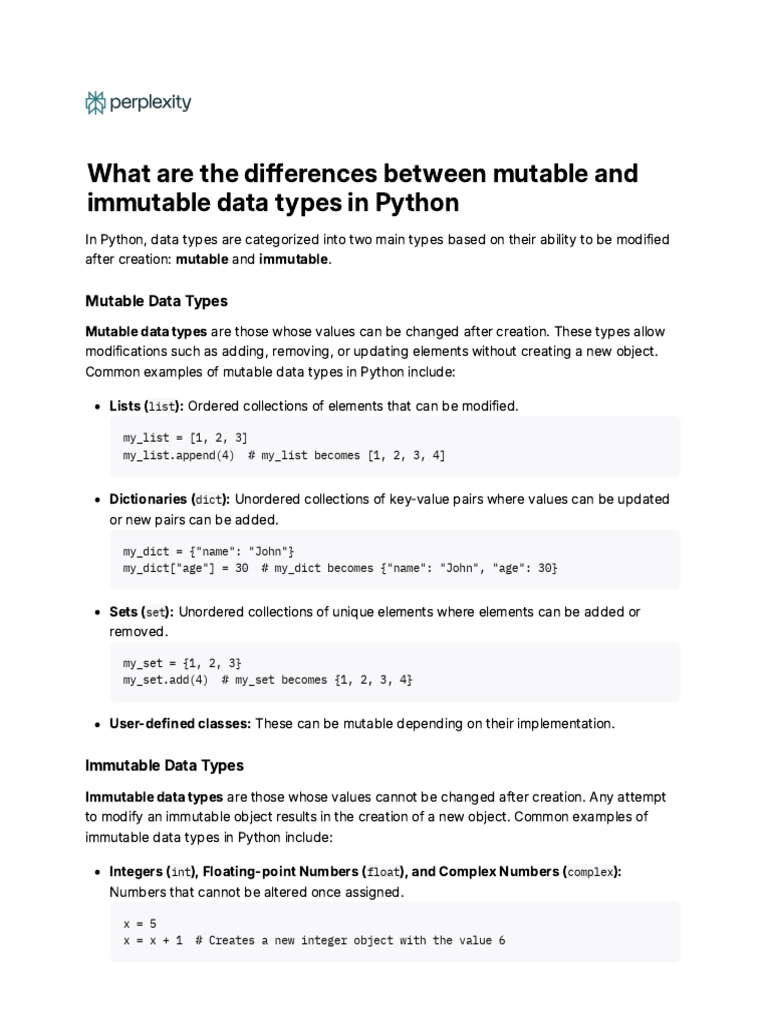 What Are The Differences Between Mutable and Immut | PDF | Boolean Data ...