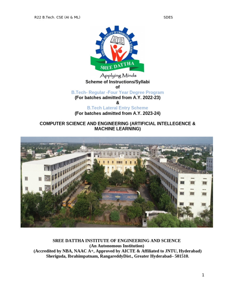 CSE B.Tech AI & ML Syllabus Overview | PDF | Computer Network | Machine ...