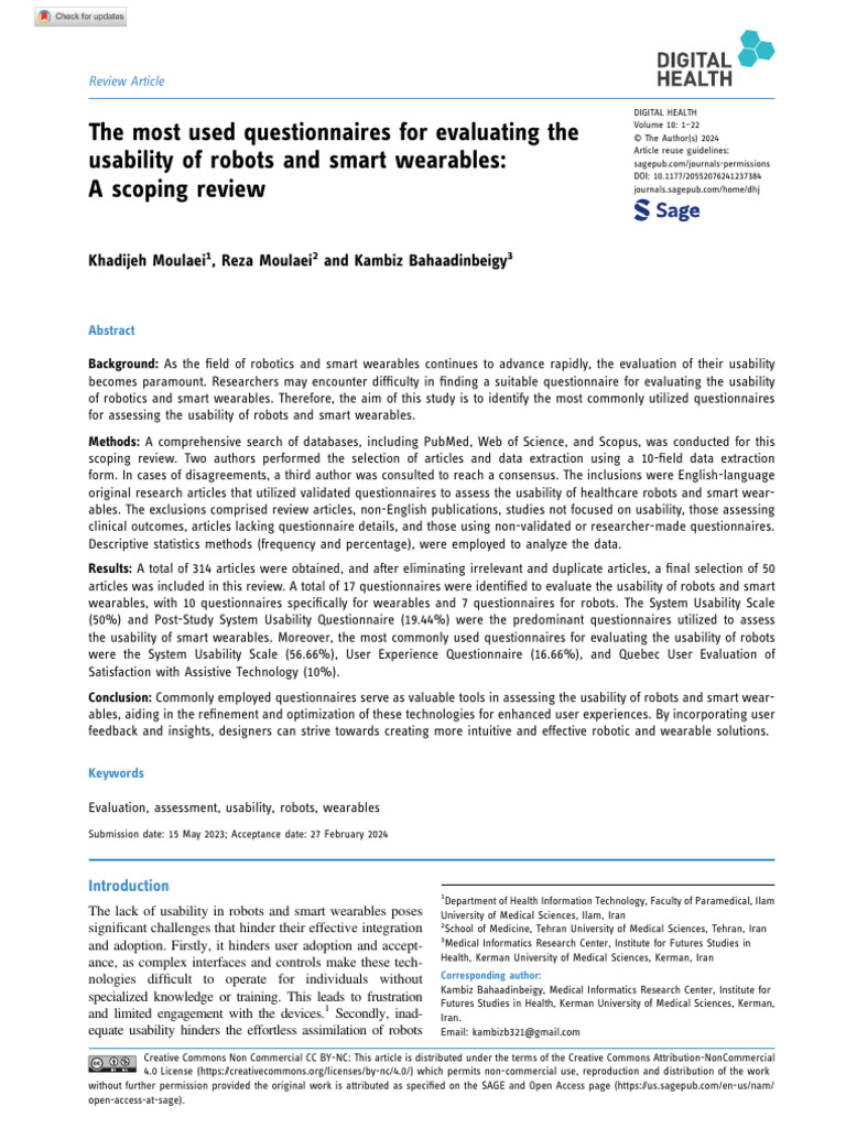 Usability Questionnaires for Robots & Wearables | PDF | Usability ...