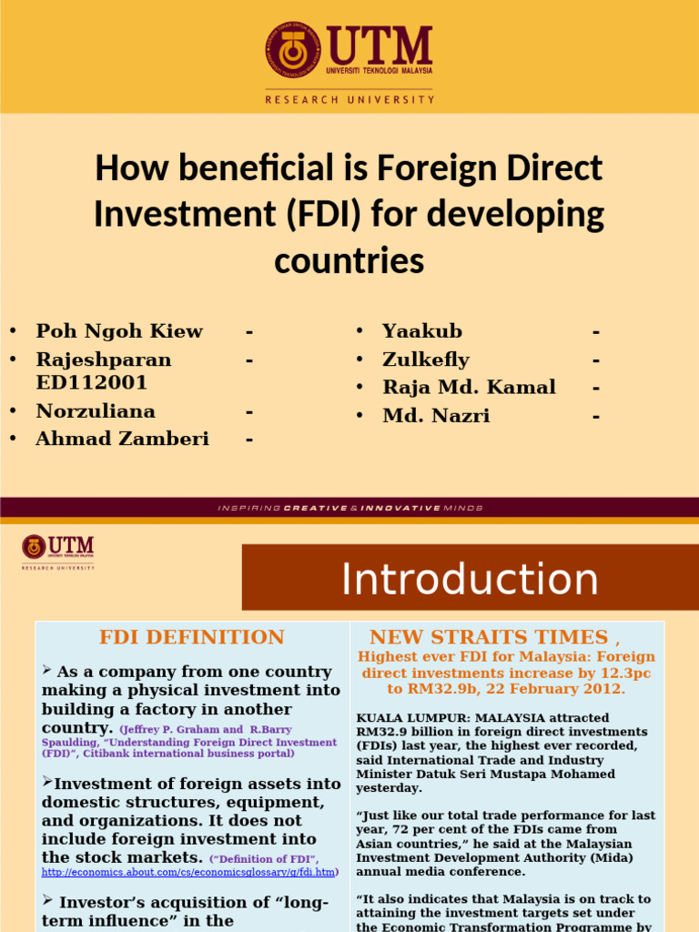 Benefits of FDI for Developing Nations | PDF | Foreign Direct ...