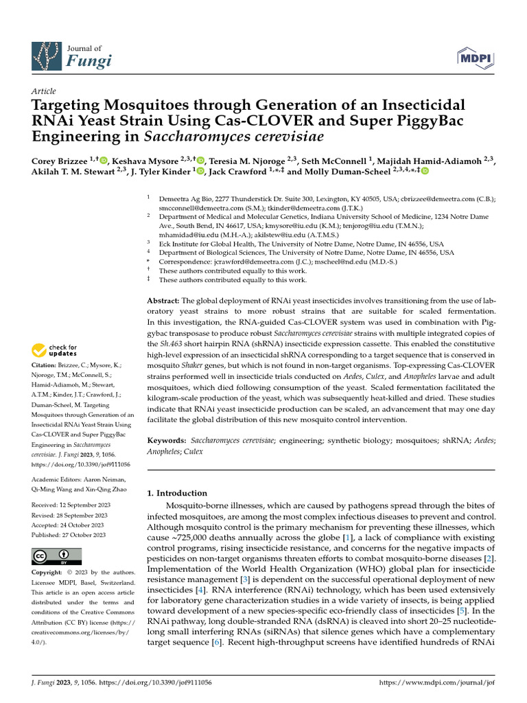 RNAi Yeast Insecticide via Cas-CLOVER | PDF | Rna Interference | Small ...