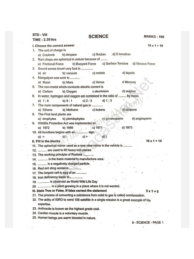 Science VIII | PDF