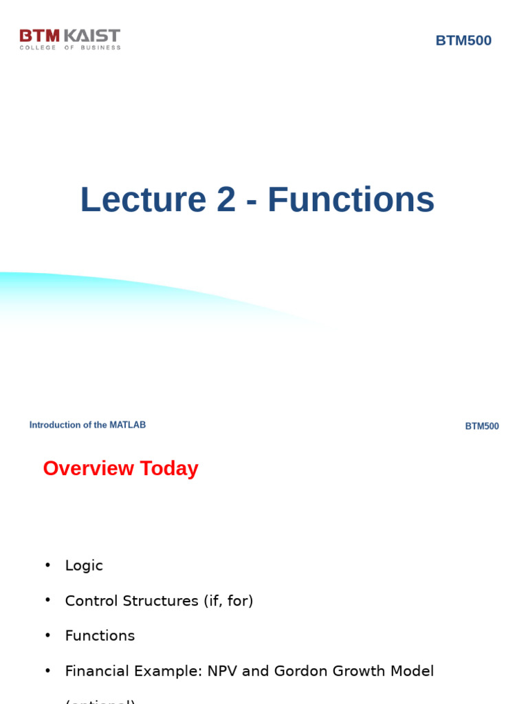 MATLAB Functions and Control Structures | PDF | Computer Programming ...