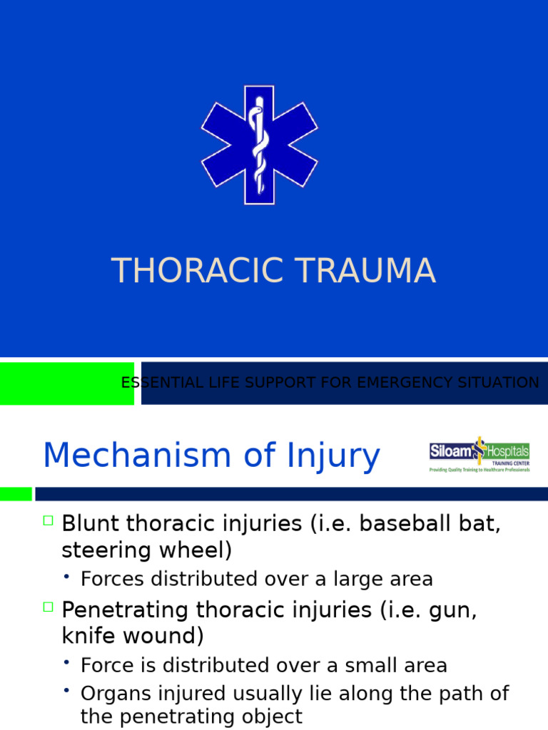Thoracic Trauma Management Essentials | PDF | Thorax | Lung
