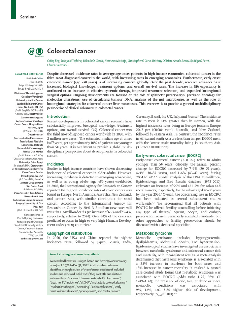 Colorectal Cancer | PDF | Cancer | Colorectal Cancer