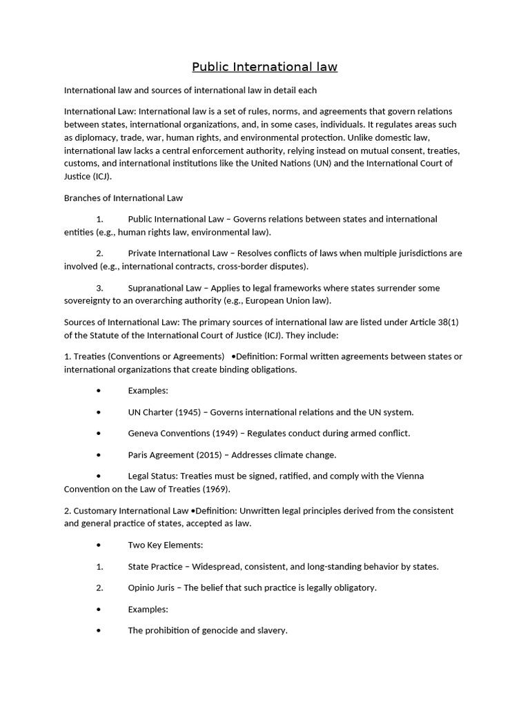 Sources of International Law Explained | PDF | International Law | Treaty