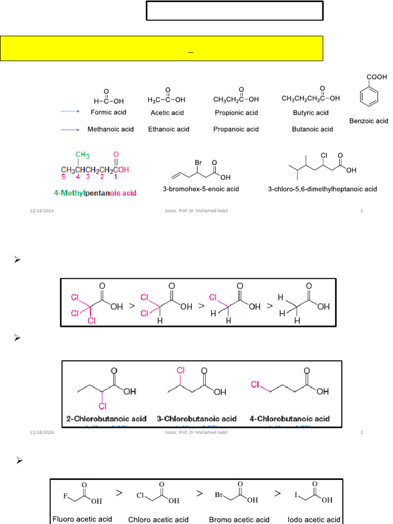 Organic Chemistry CHE111 (Carboxylic Acids) | PDF | Carboxylic Acid | Ester