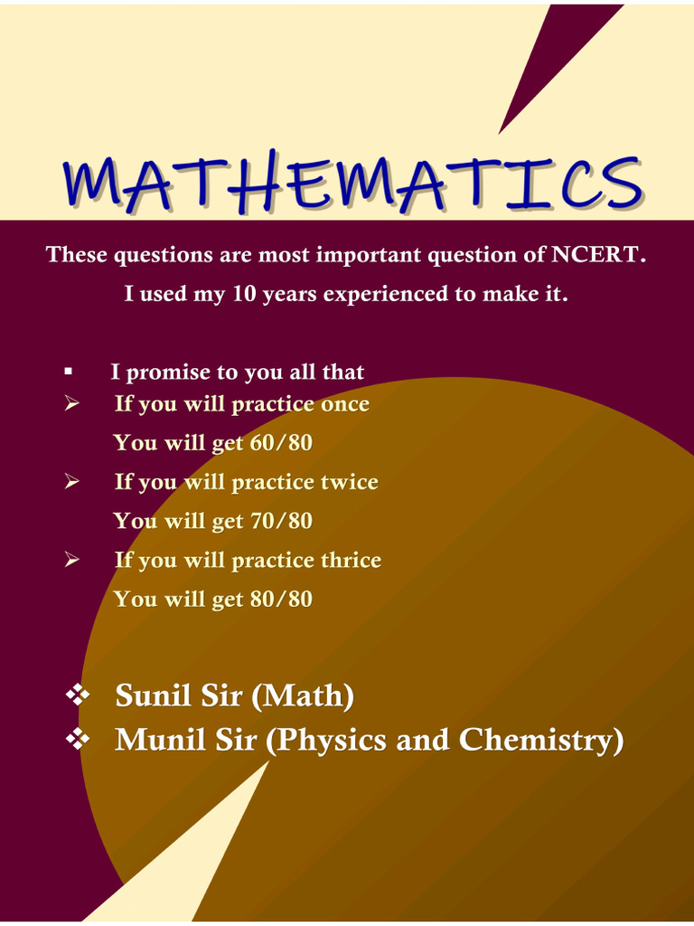100% Confirm Questions 12th Maths | PDF