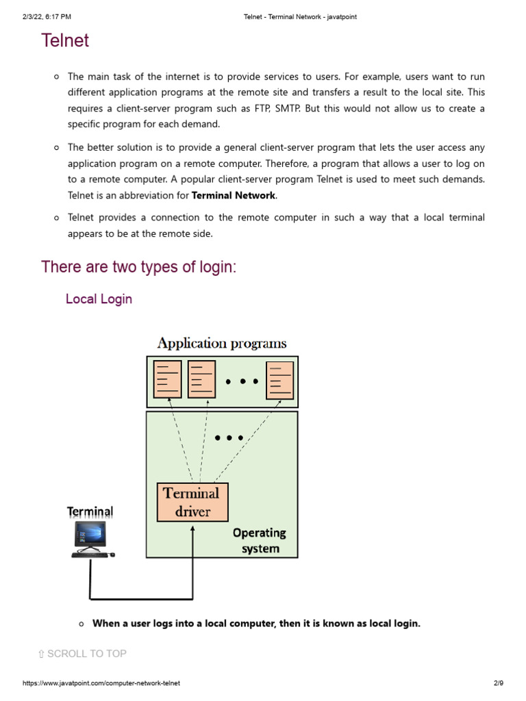 Telnet - Terminal Network - Javatpoint | PDF | Computer Terminal ...